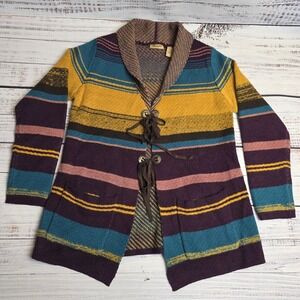 Wrangler Southwest Aztec Western Cardigan Sweater‎ Womens Medium Multicolored